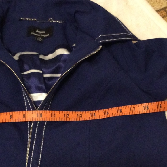 Dennis by Dennis Basso Navy Blue Coat with Hoodie - Picture 5 of 13